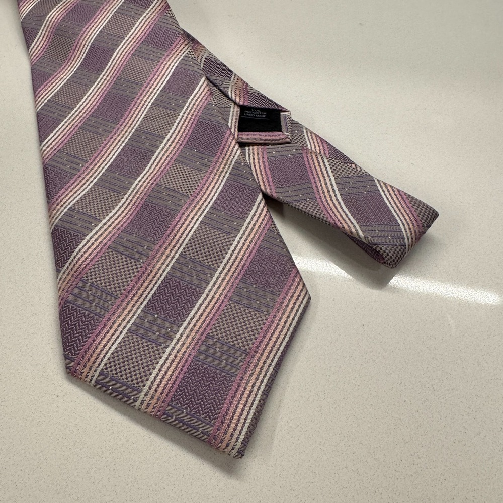 Alberto Cossinni Tie Plaid Hand Made Woven 100% Polyester Mens Neck Tie Luxury